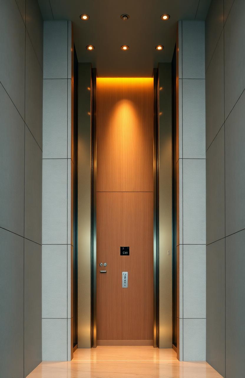 Modern elevator interior with elegant lighting